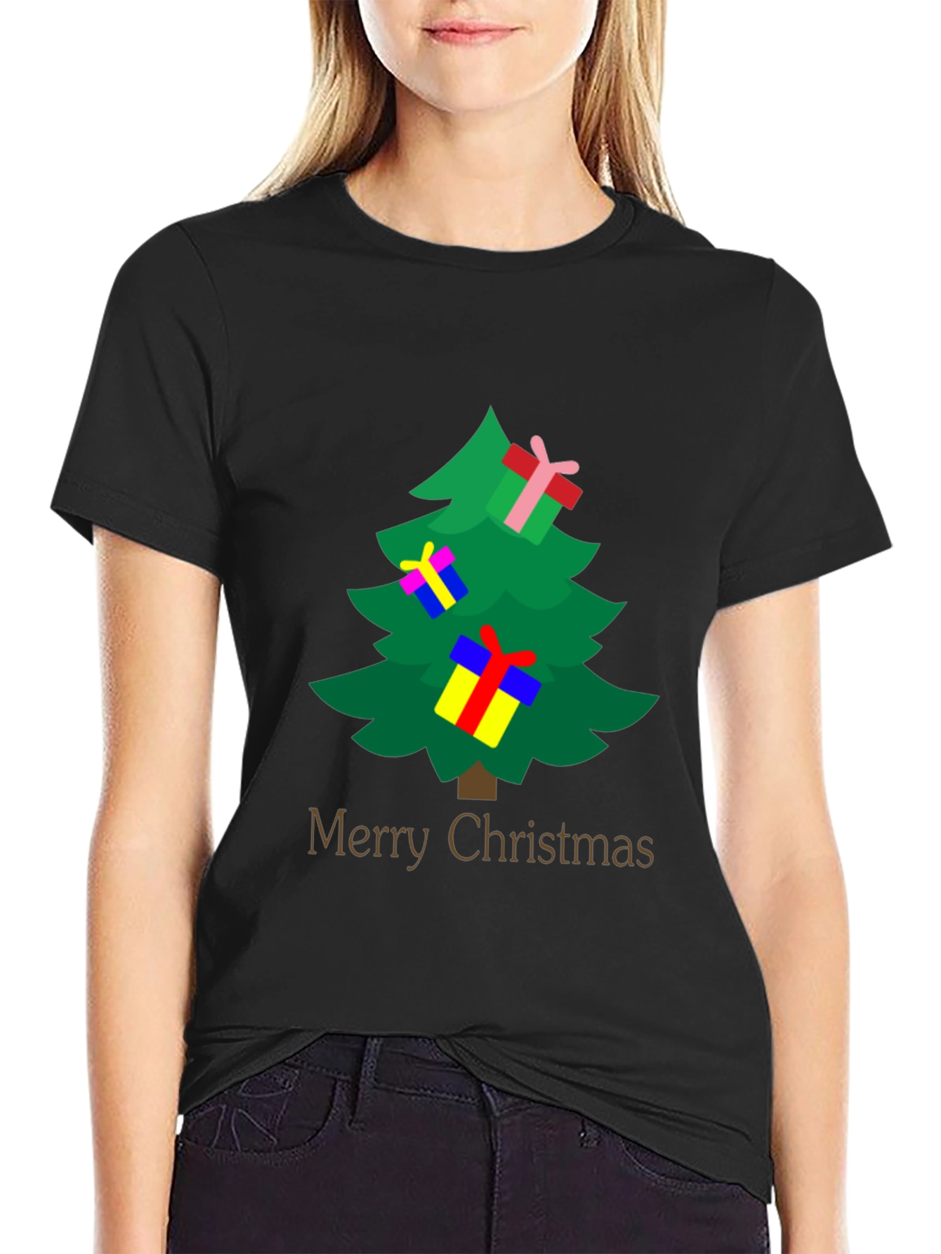 Merry Christmas Tree Graphic Tee - Holiday Spirit