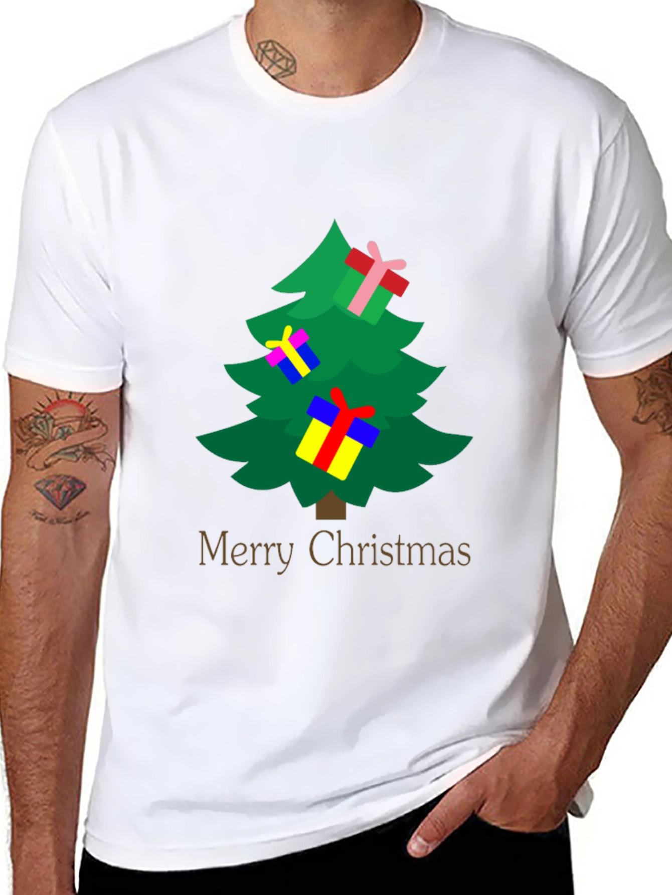 Merry Christmas Tree Graphic Tee - Holiday Spirit