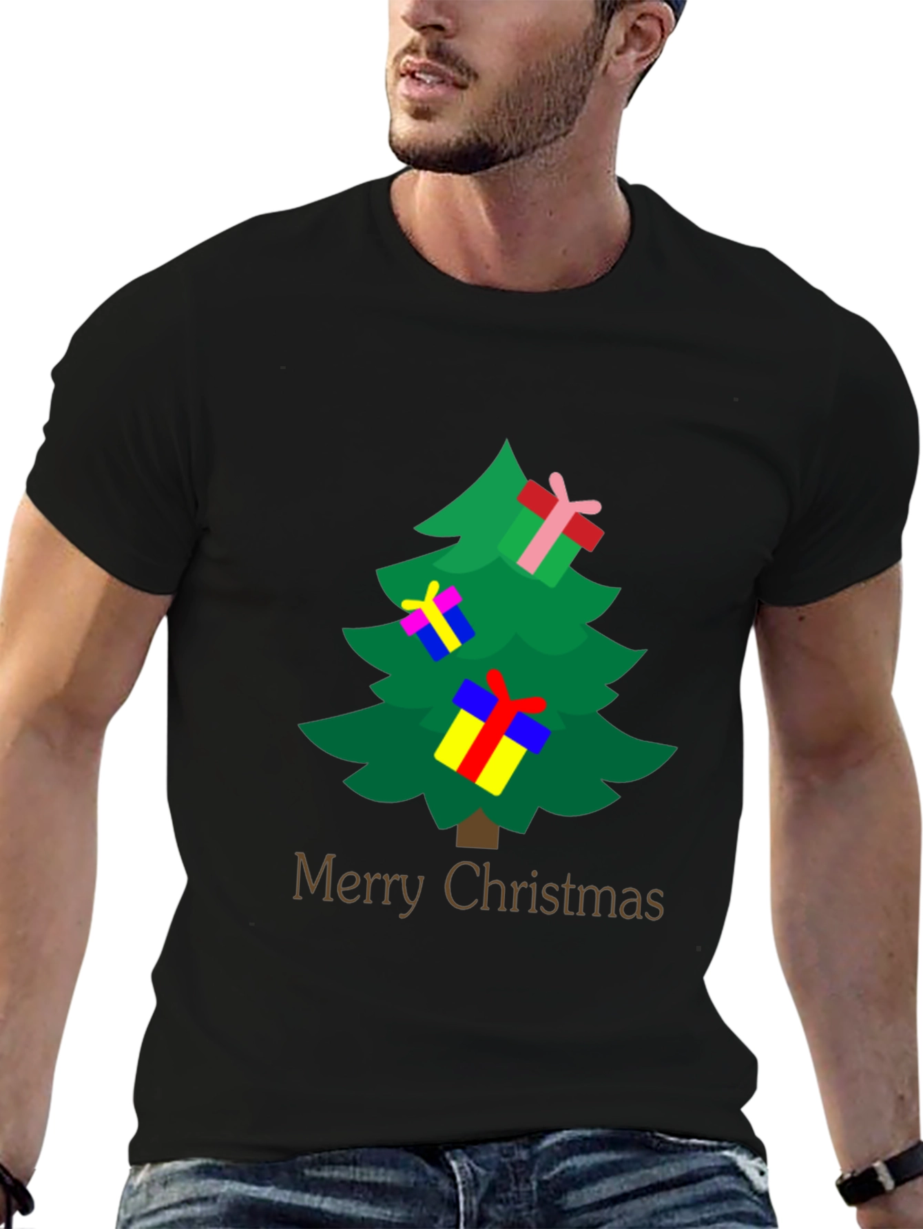 Merry Christmas Tree Graphic Tee - Holiday Spirit