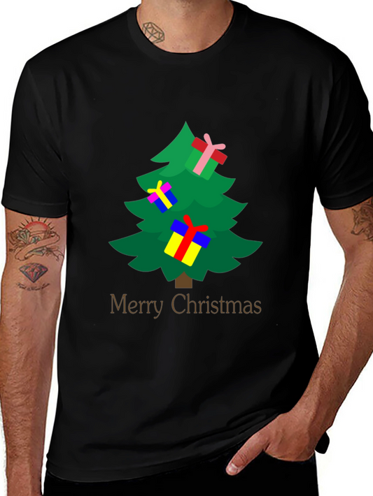 Merry Christmas Tree Graphic Tee - Holiday Spirit