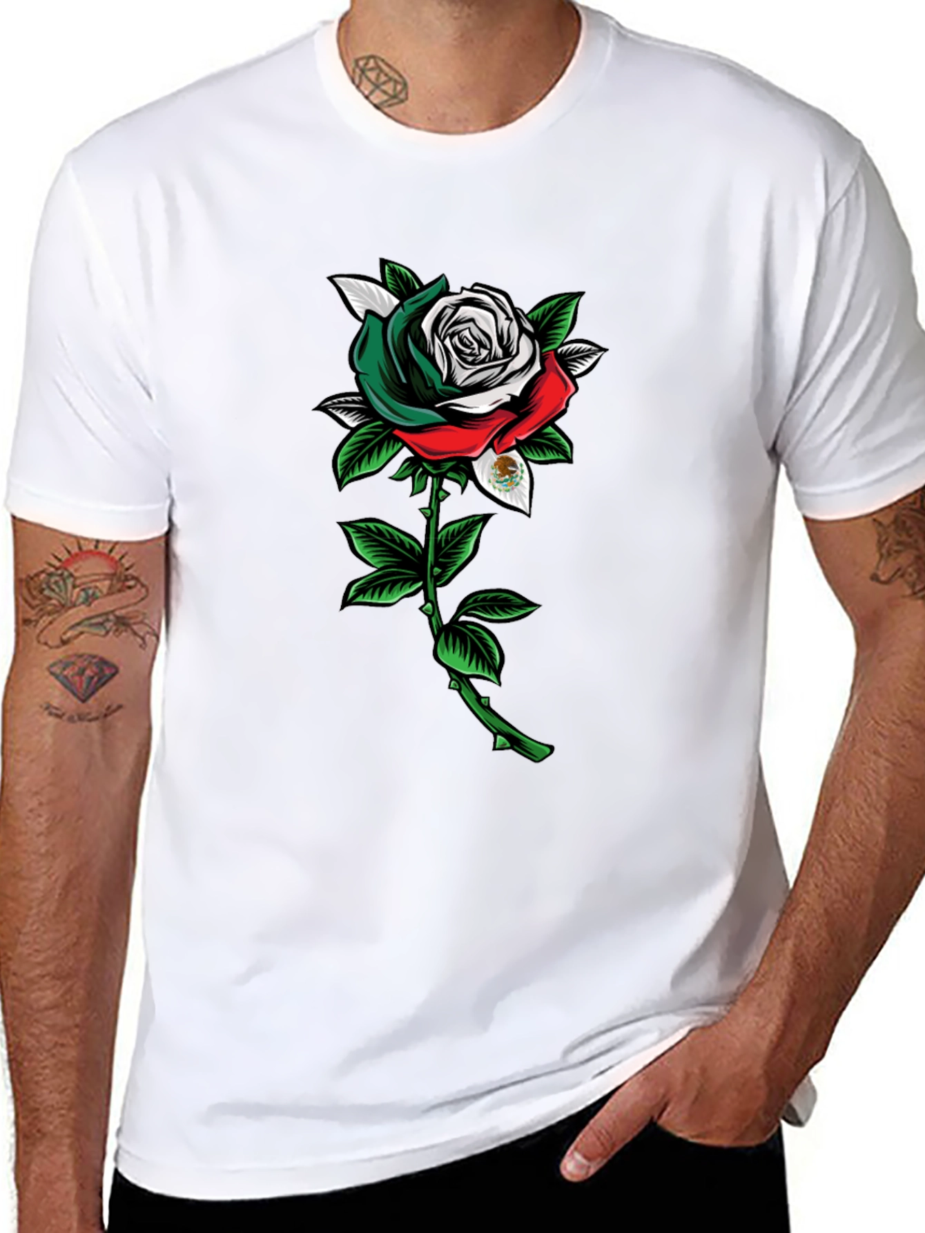 Mexican Flag Rose Graphic Tee