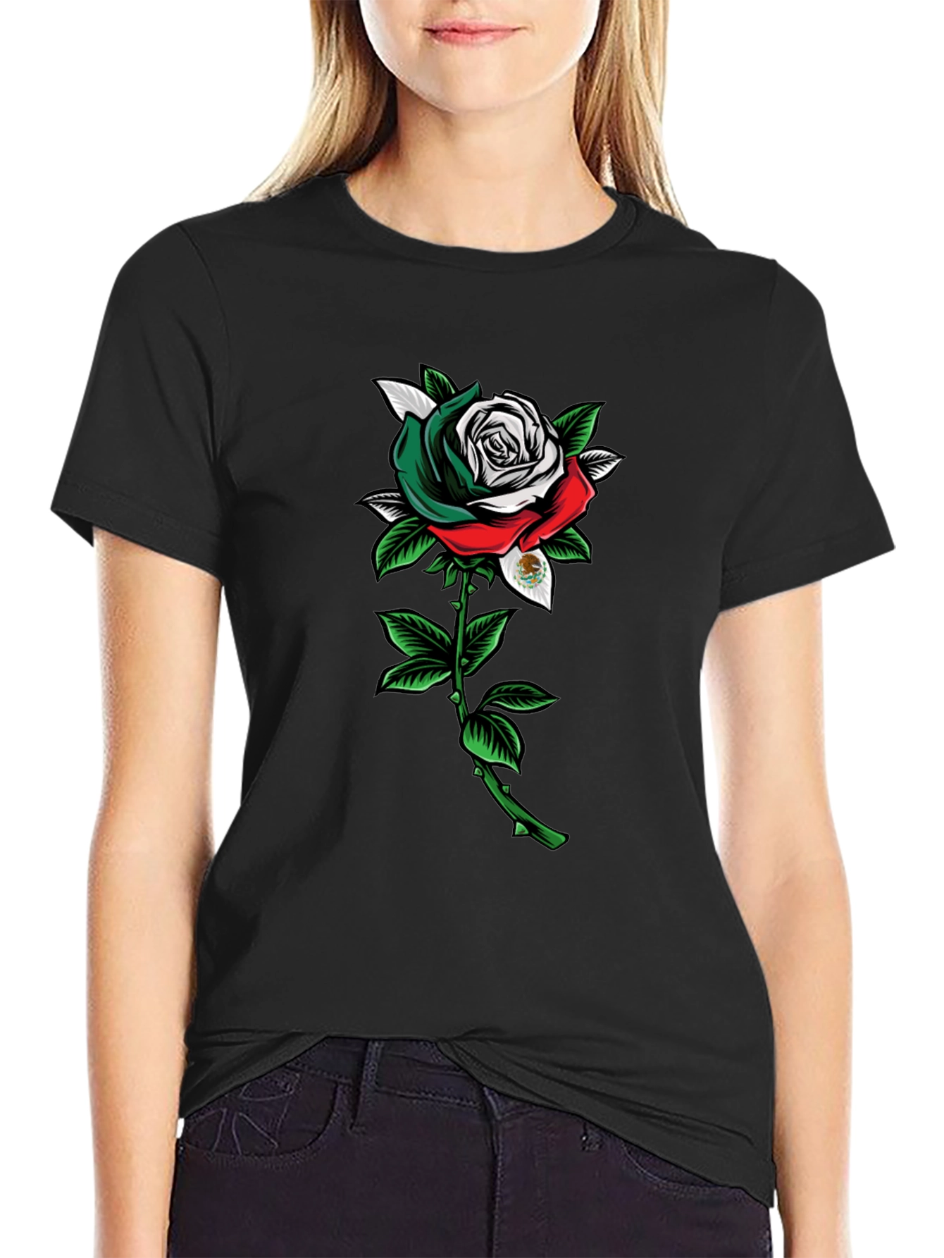 Mexican Flag Rose Graphic Tee