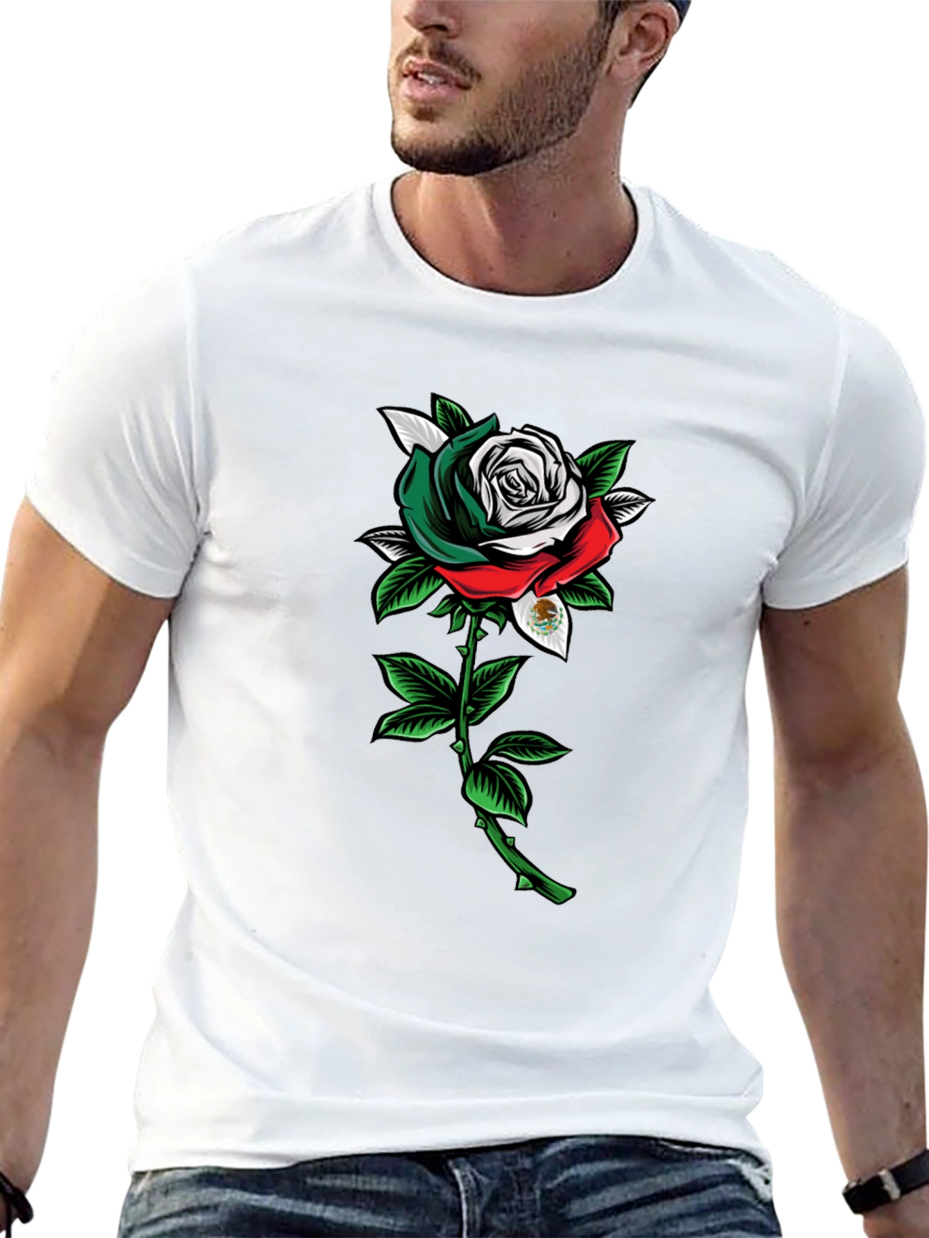 Mexican Flag Rose Graphic Tee