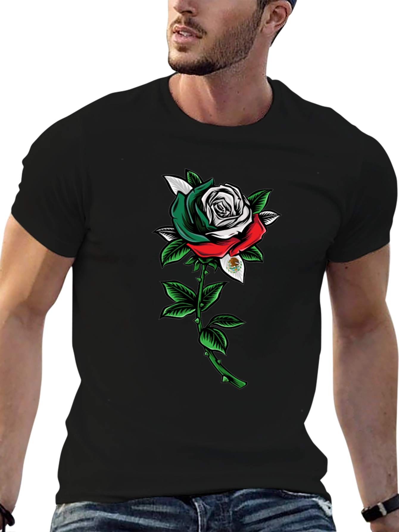 Mexican Flag Rose Graphic Tee
