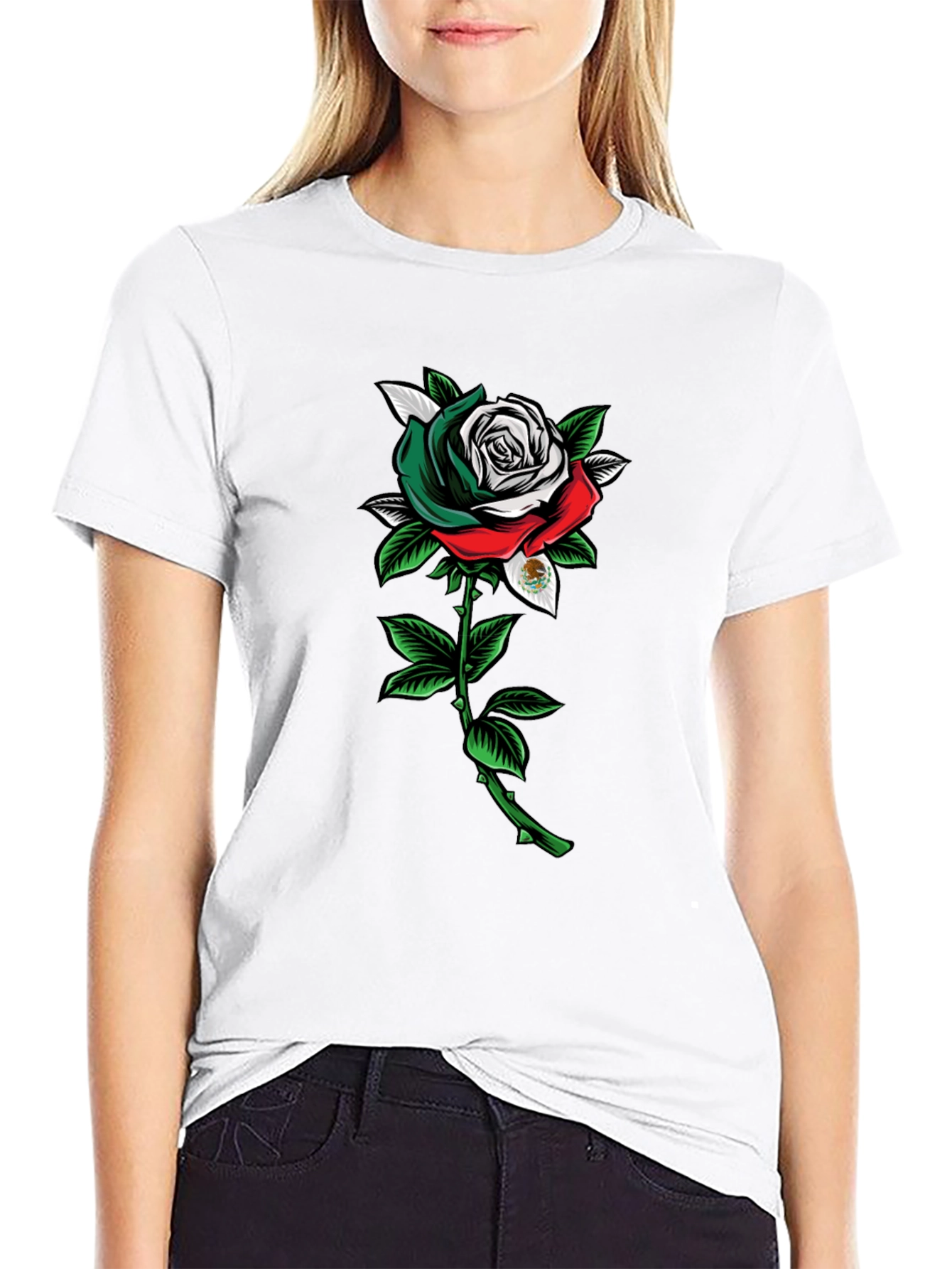 Mexican Flag Rose Graphic Tee