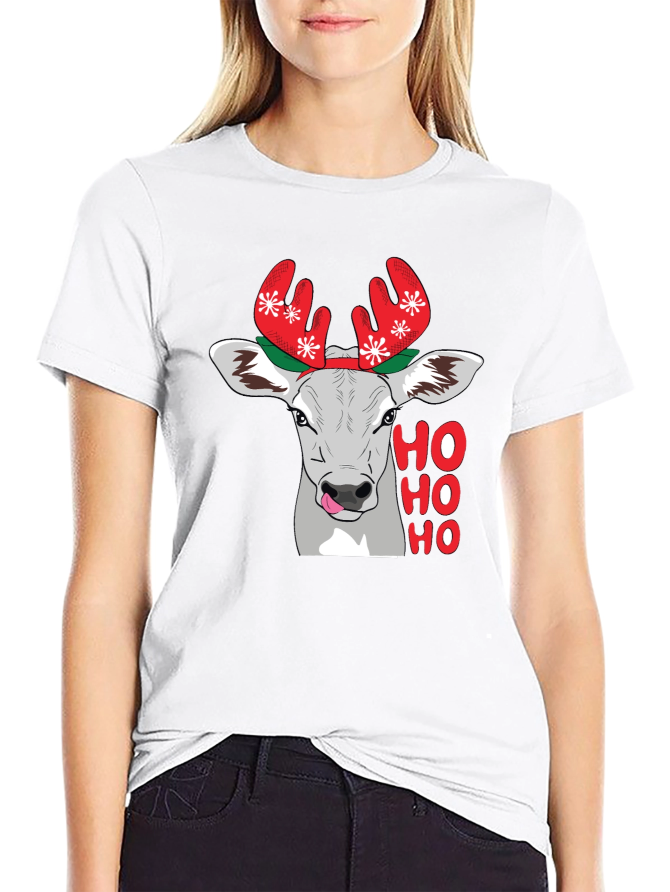 Festive Cow Ho Ho Holiday T-Shirt