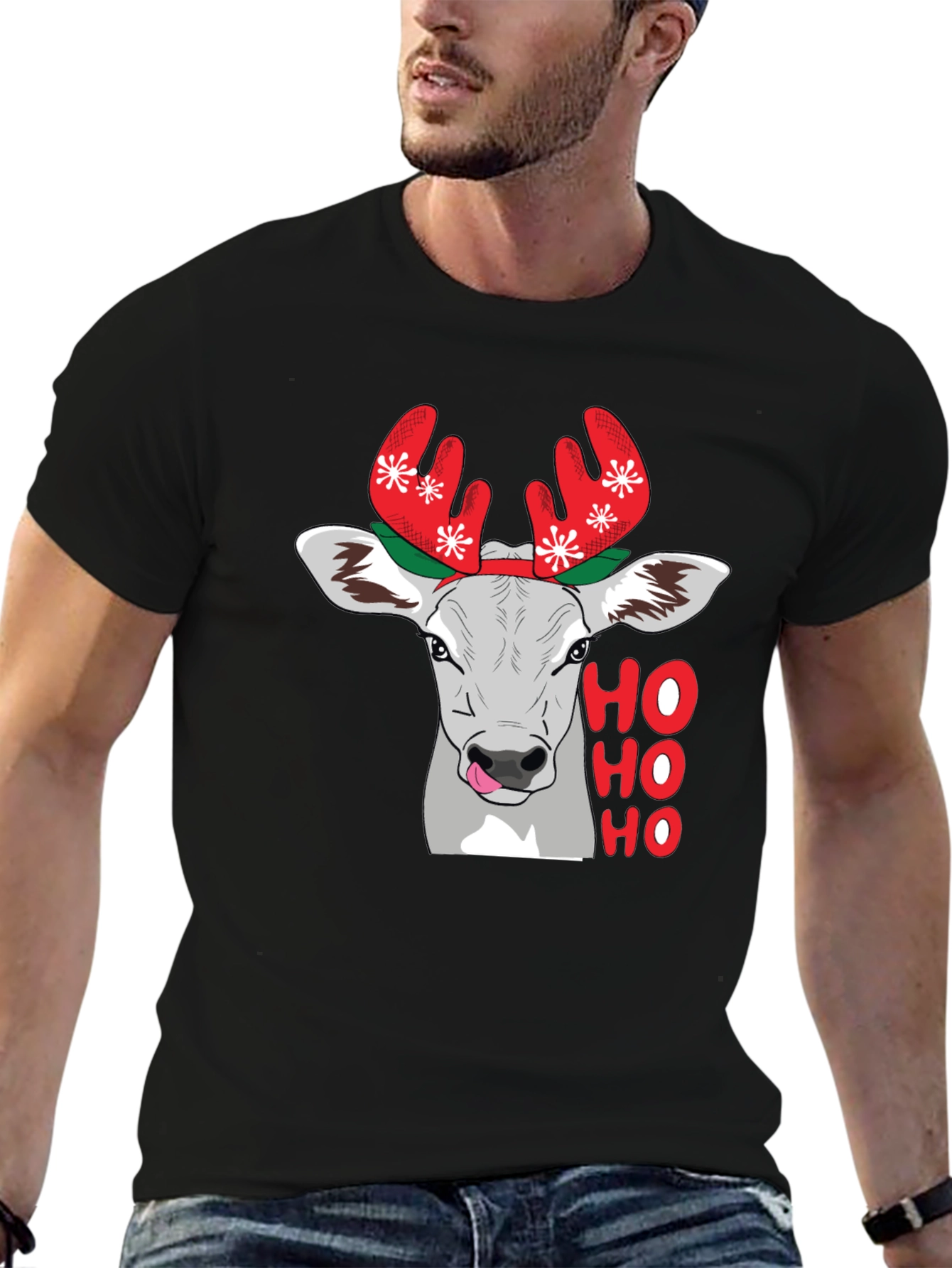 Festive Cow Ho Ho Holiday T-Shirt