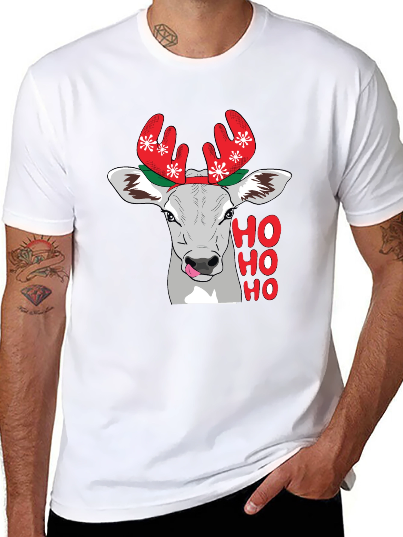 Festive Cow Ho Ho Holiday T-Shirt