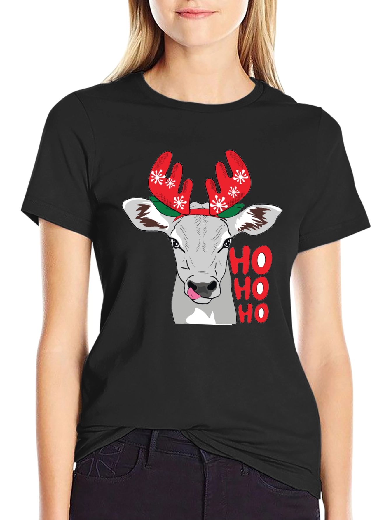 Festive Cow Ho Ho Holiday T-Shirt
