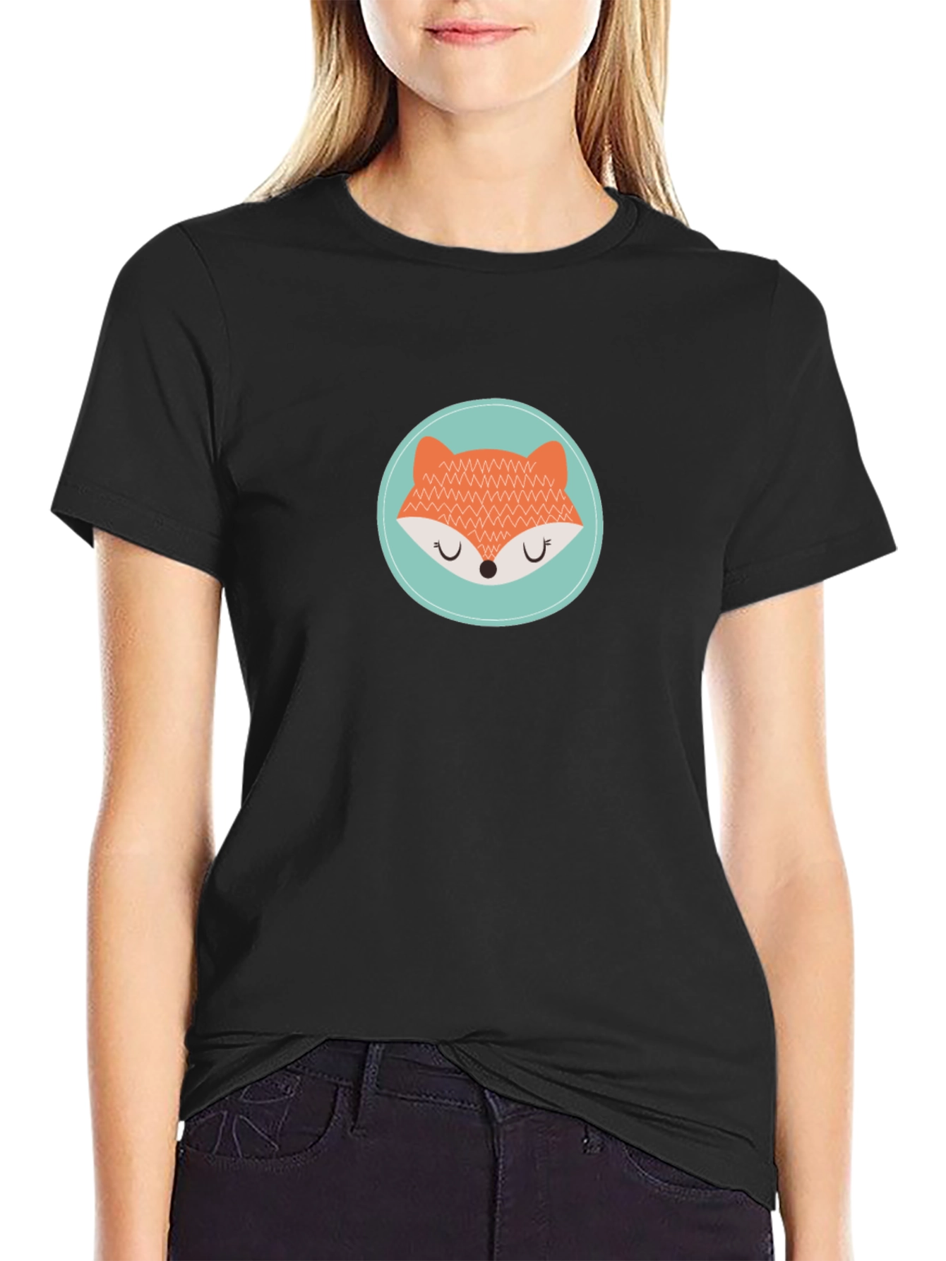 Cute Fox Graphic Tee - Unisex Black T-Shirt