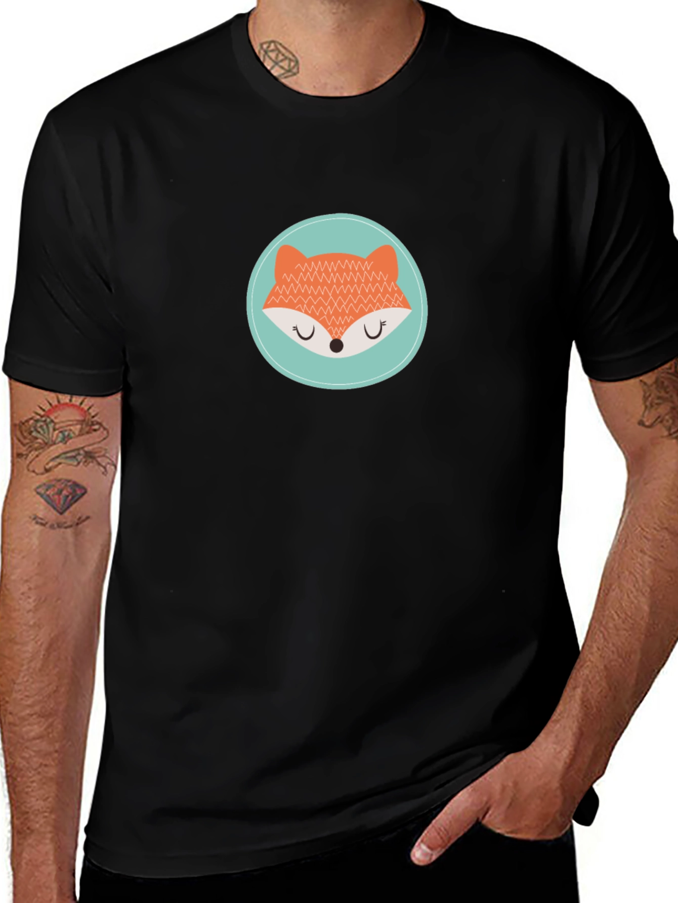 Cute Fox Graphic Tee - Unisex Black T-Shirt
