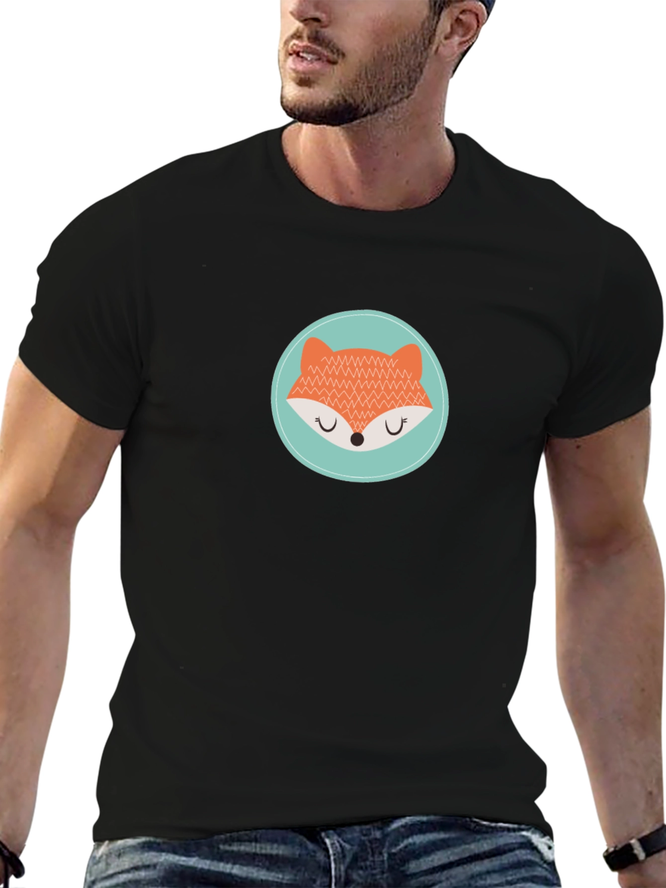 Cute Fox Graphic Tee - Unisex Black T-Shirt