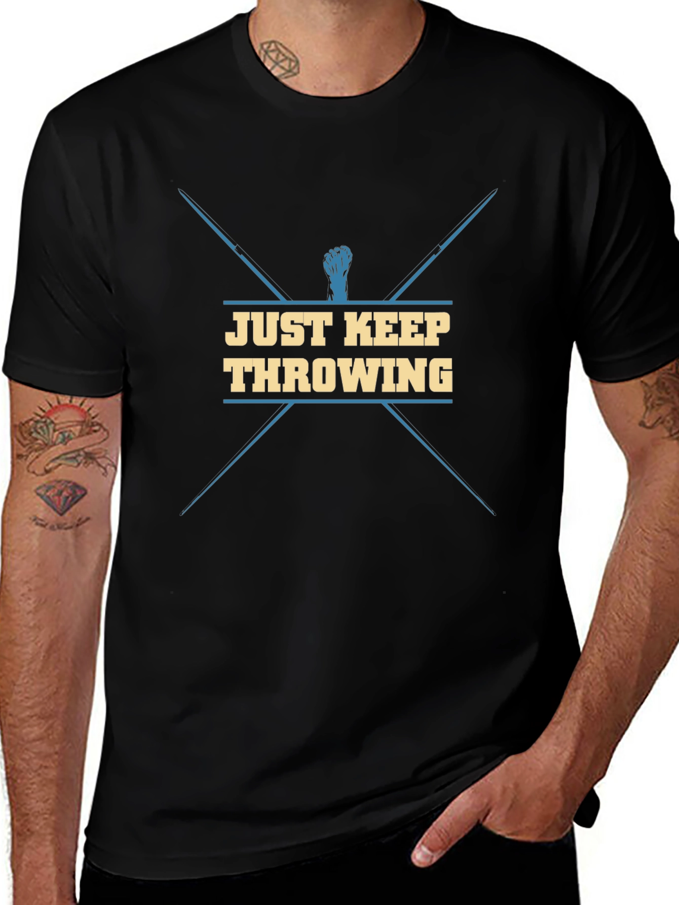 Just Keep Throwing Black T-Shirt
