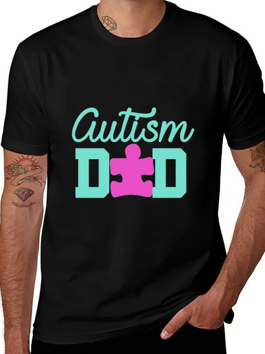 Autism Dad T-Shirt - Puzzle Piece Design