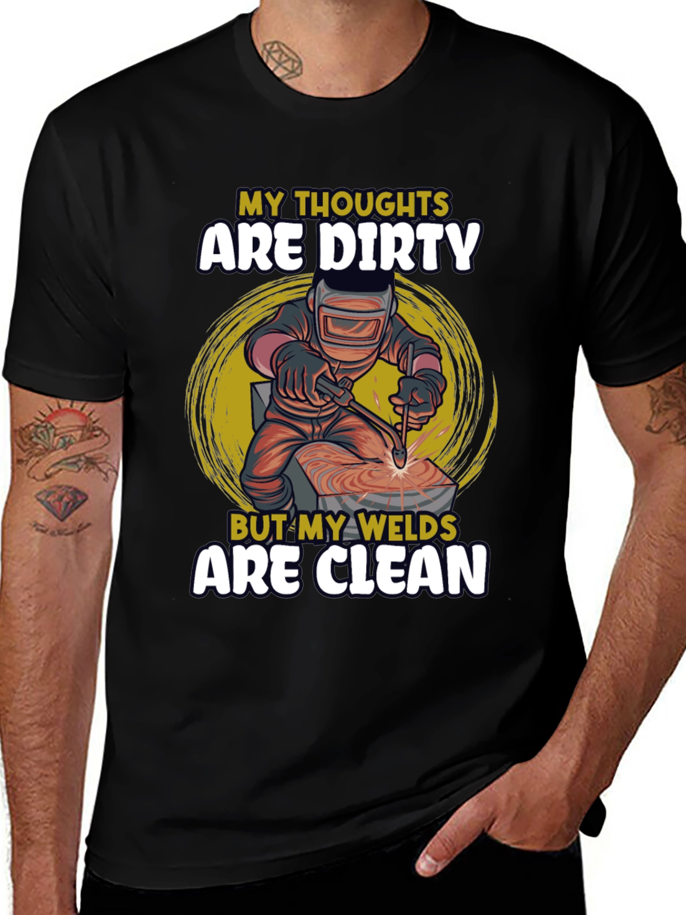 Dirty Thoughts Clean Welds Black T-Shirt