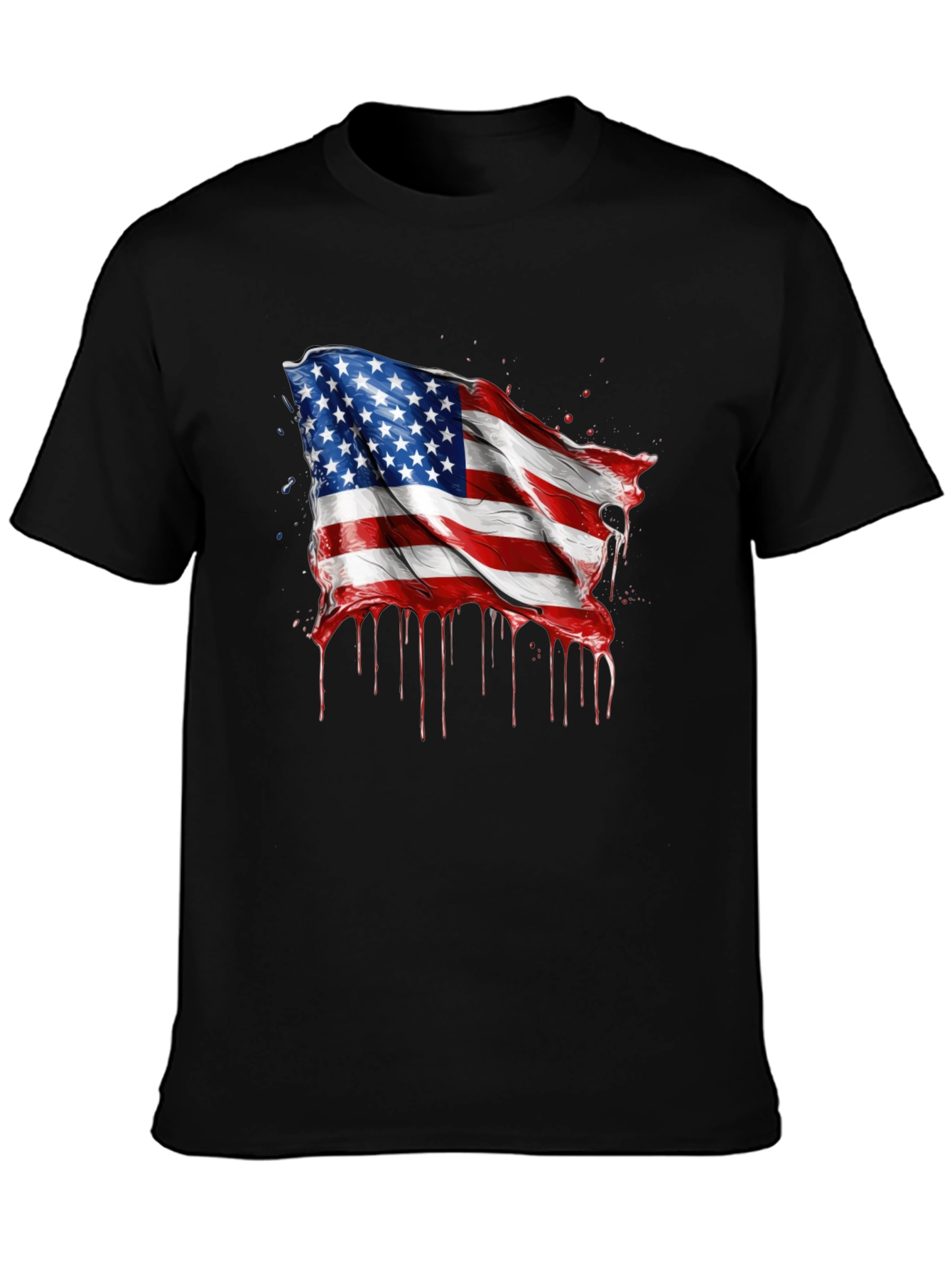American Flag Drip Graphic Tee - Patriotic Style