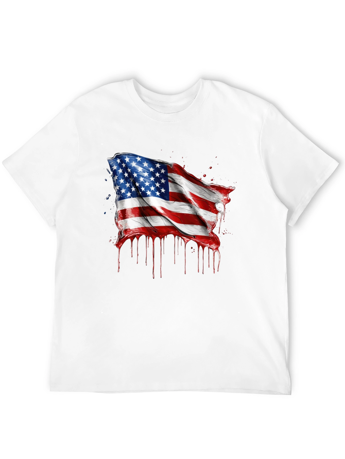 American Flag Drip Graphic Tee - Patriotic Style
