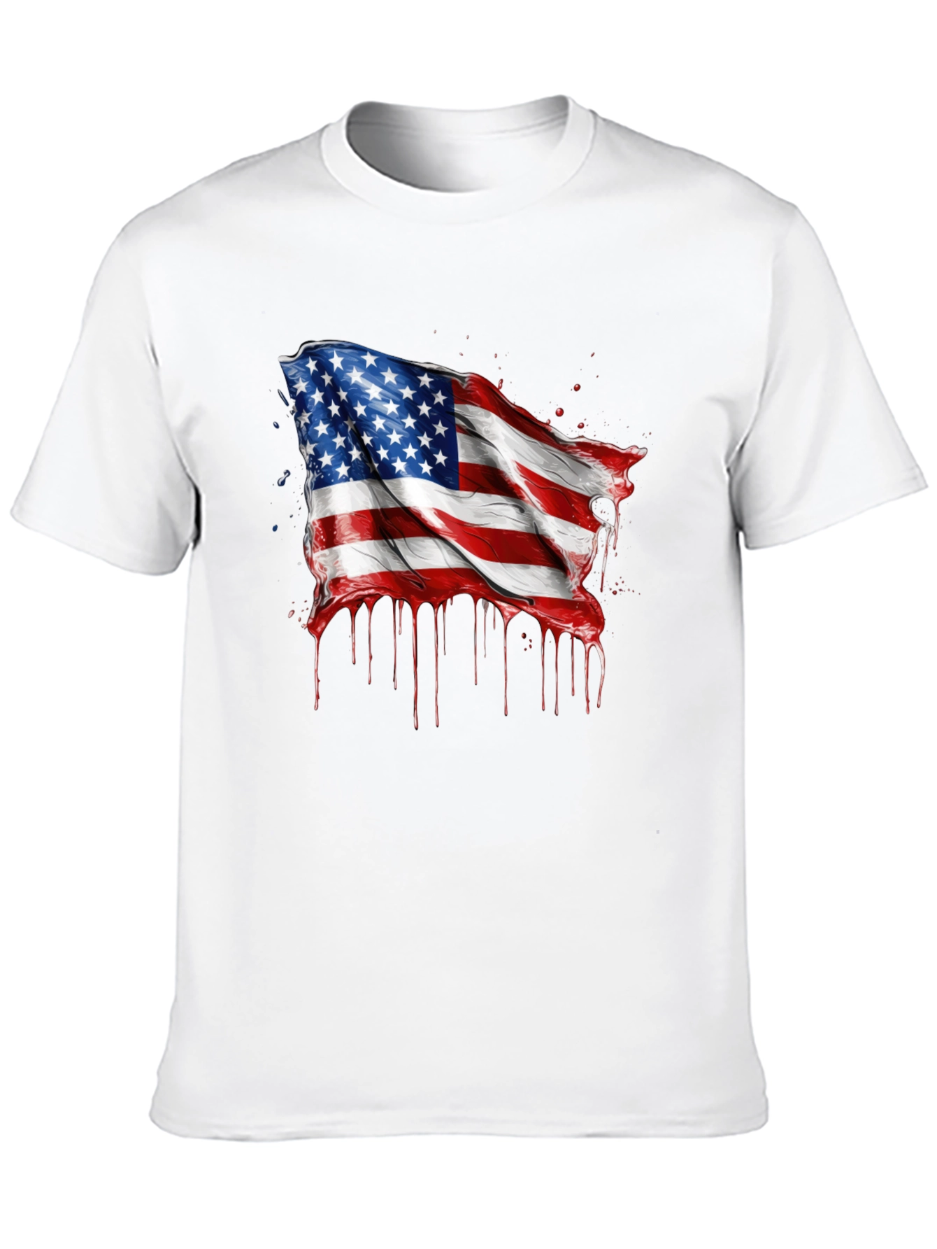American Flag Drip Graphic Tee - Patriotic Style