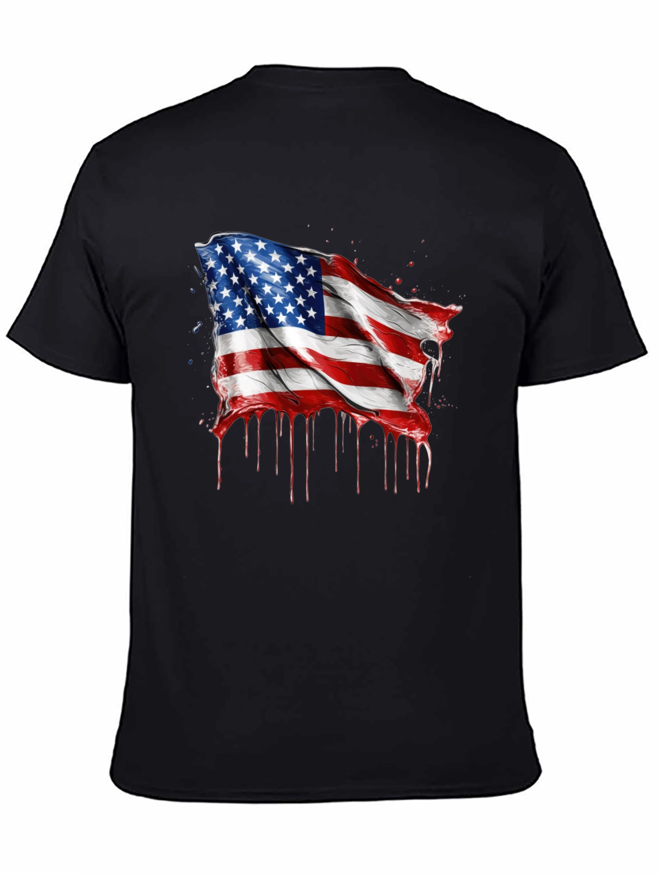 American Flag Drip Graphic Tee - Patriotic Style
