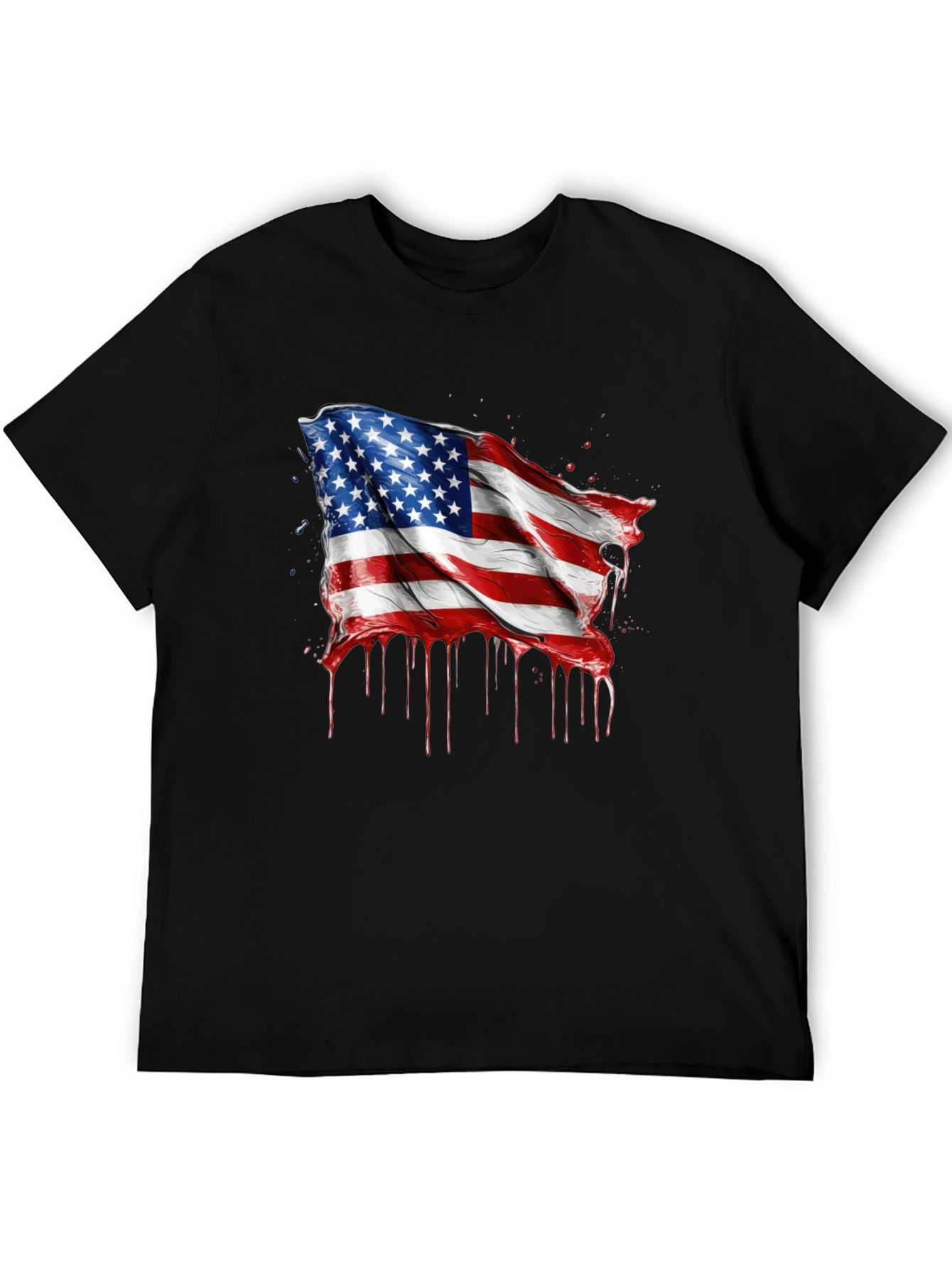 American Flag Drip Graphic Tee - Patriotic Style