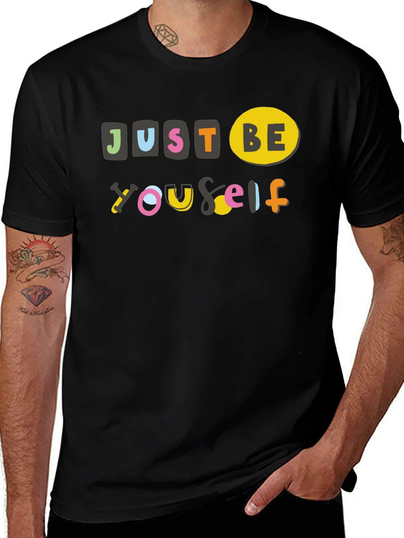 Just Be Yourself Graphic Tee - Black Cotton