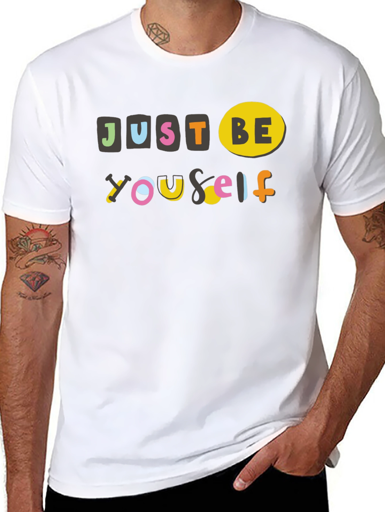 Just Be Yourself Graphic Tee - Black Cotton