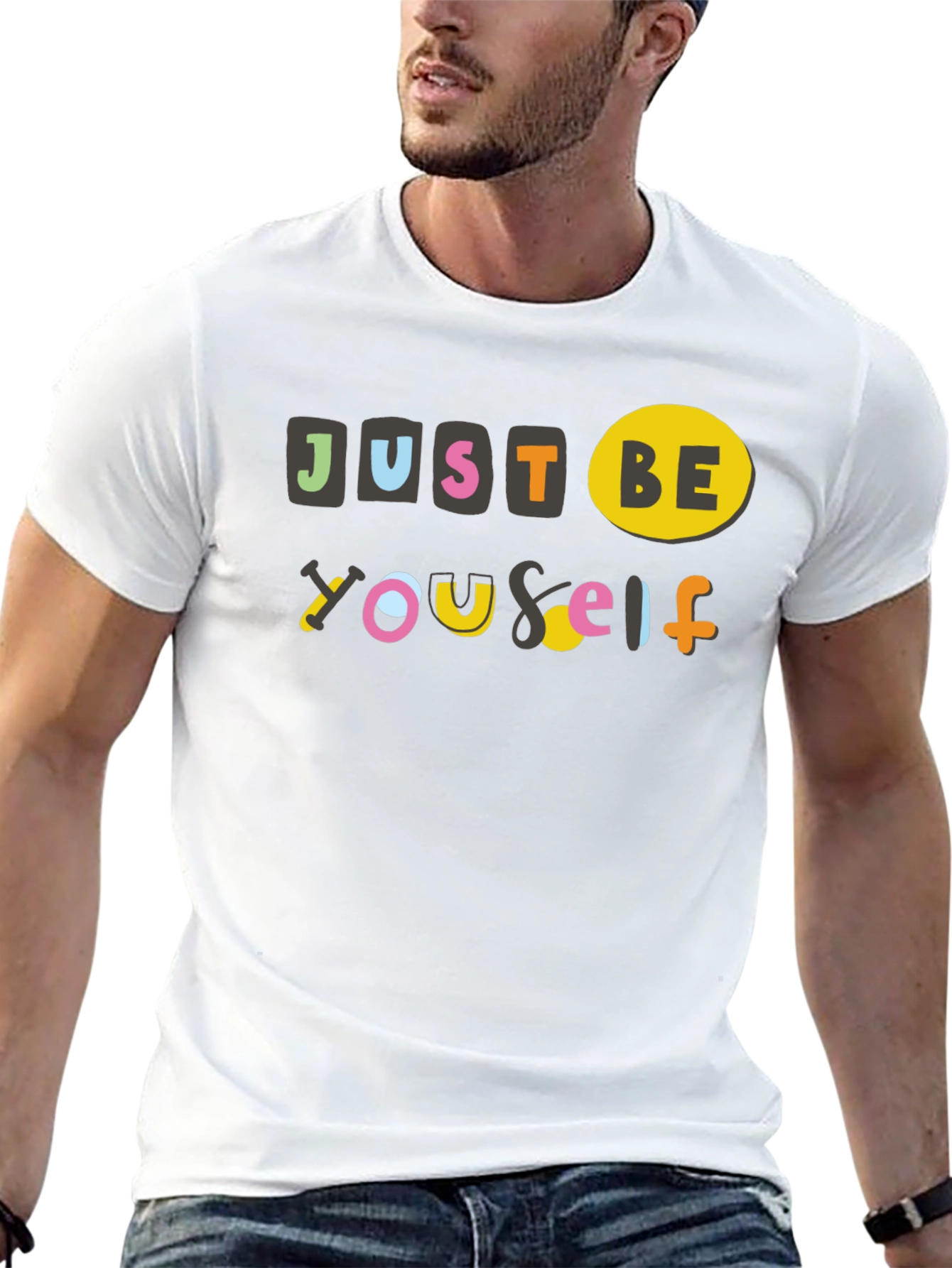 Just Be Yourself Graphic Tee - Black Cotton