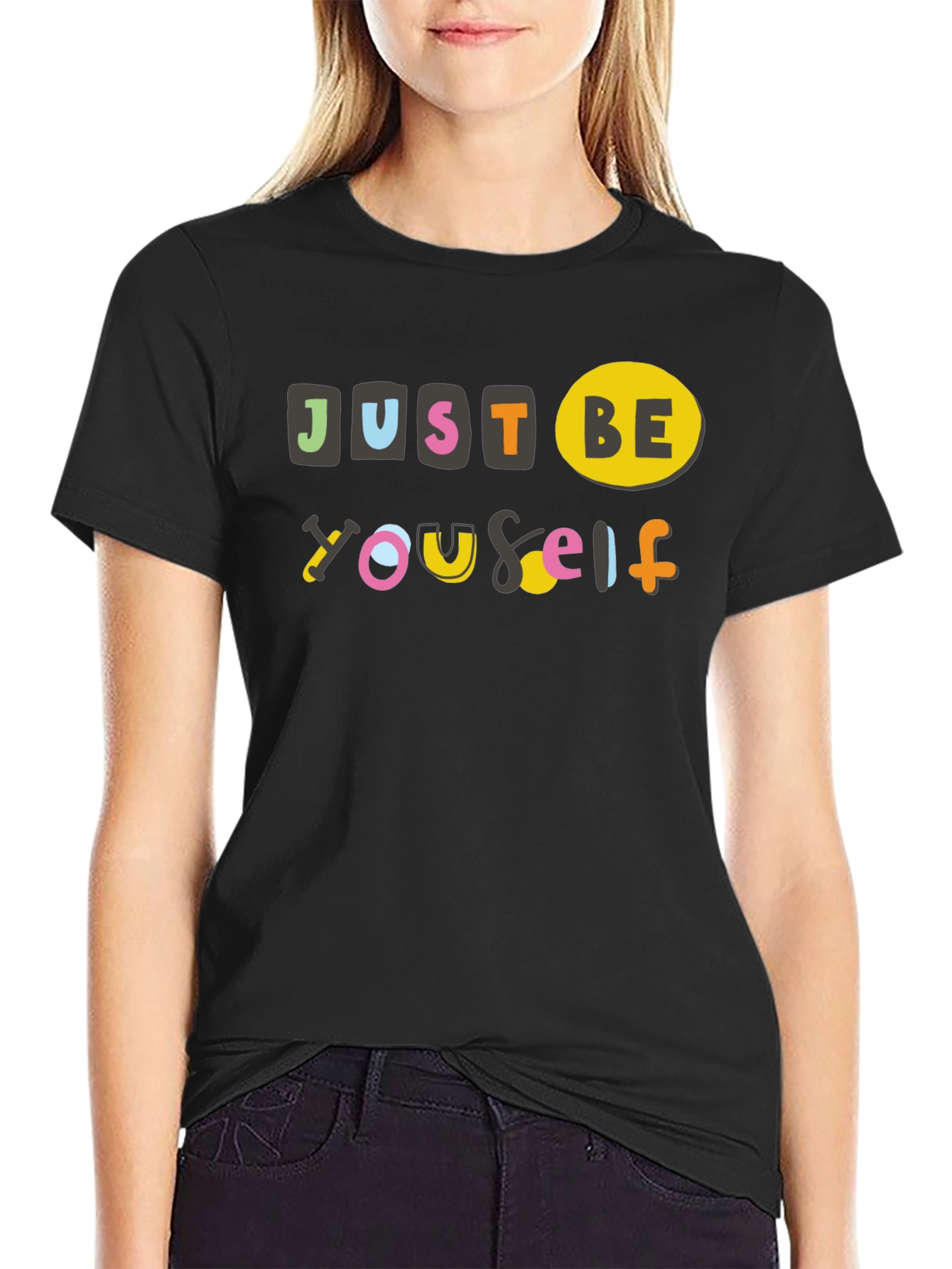 Just Be Yourself Graphic Tee - Black Cotton