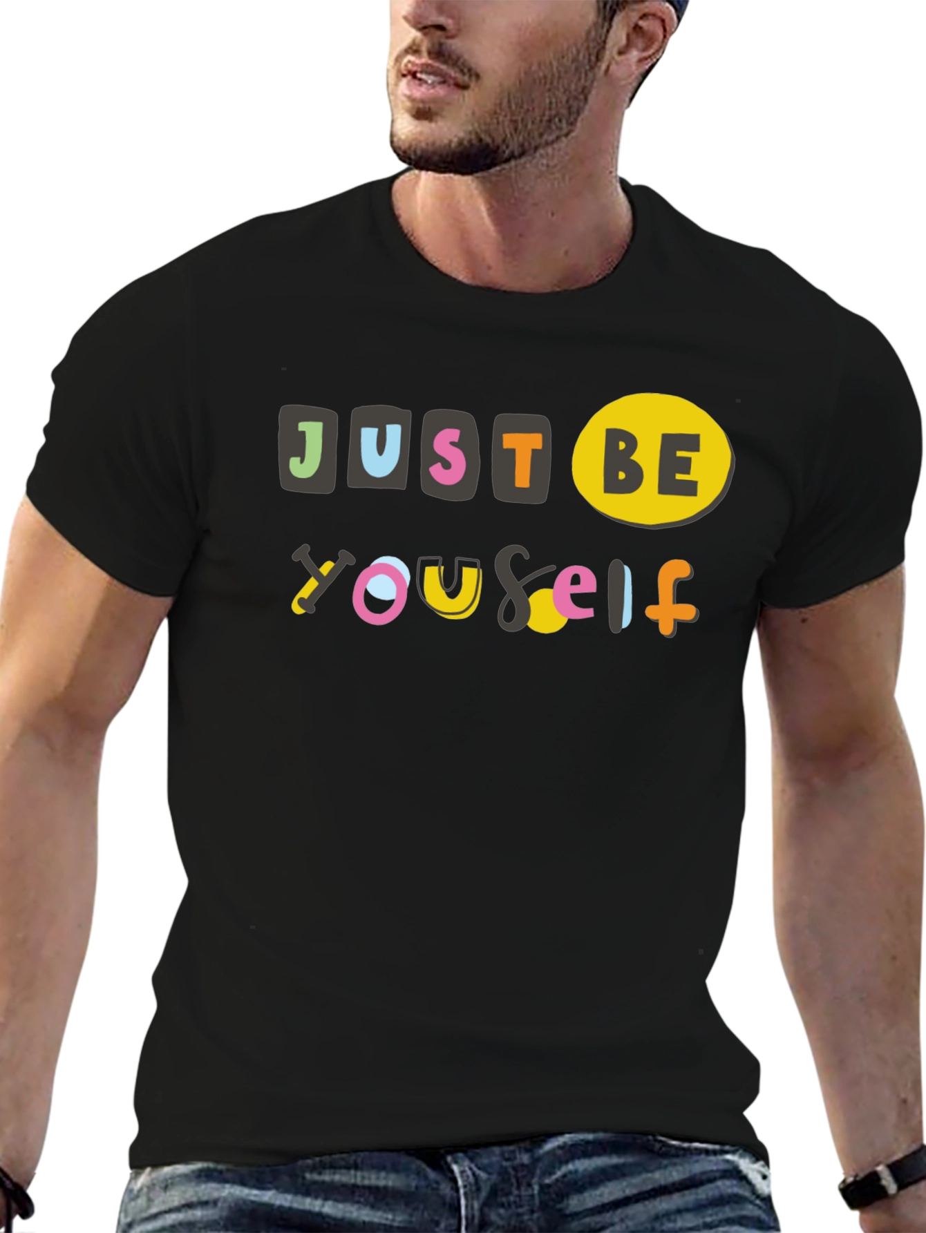 Just Be Yourself Graphic Tee - Black Cotton
