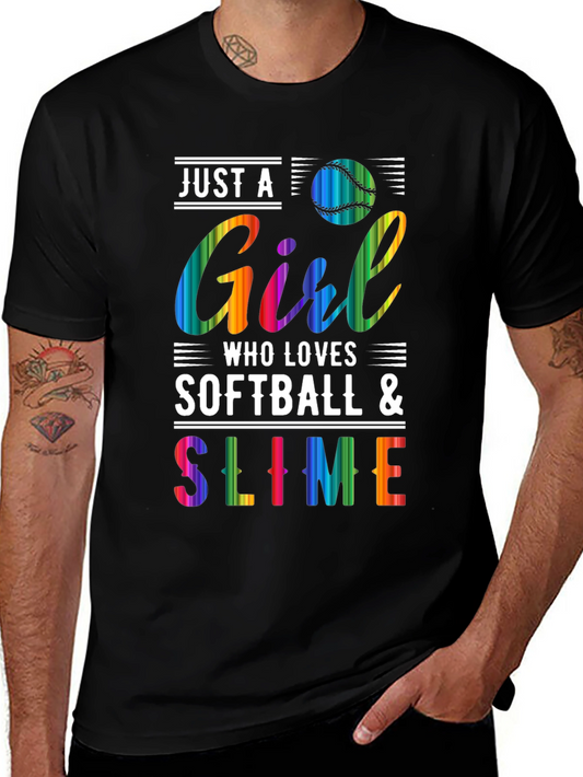 Girl Loves Softball & Slime Graphic Tee