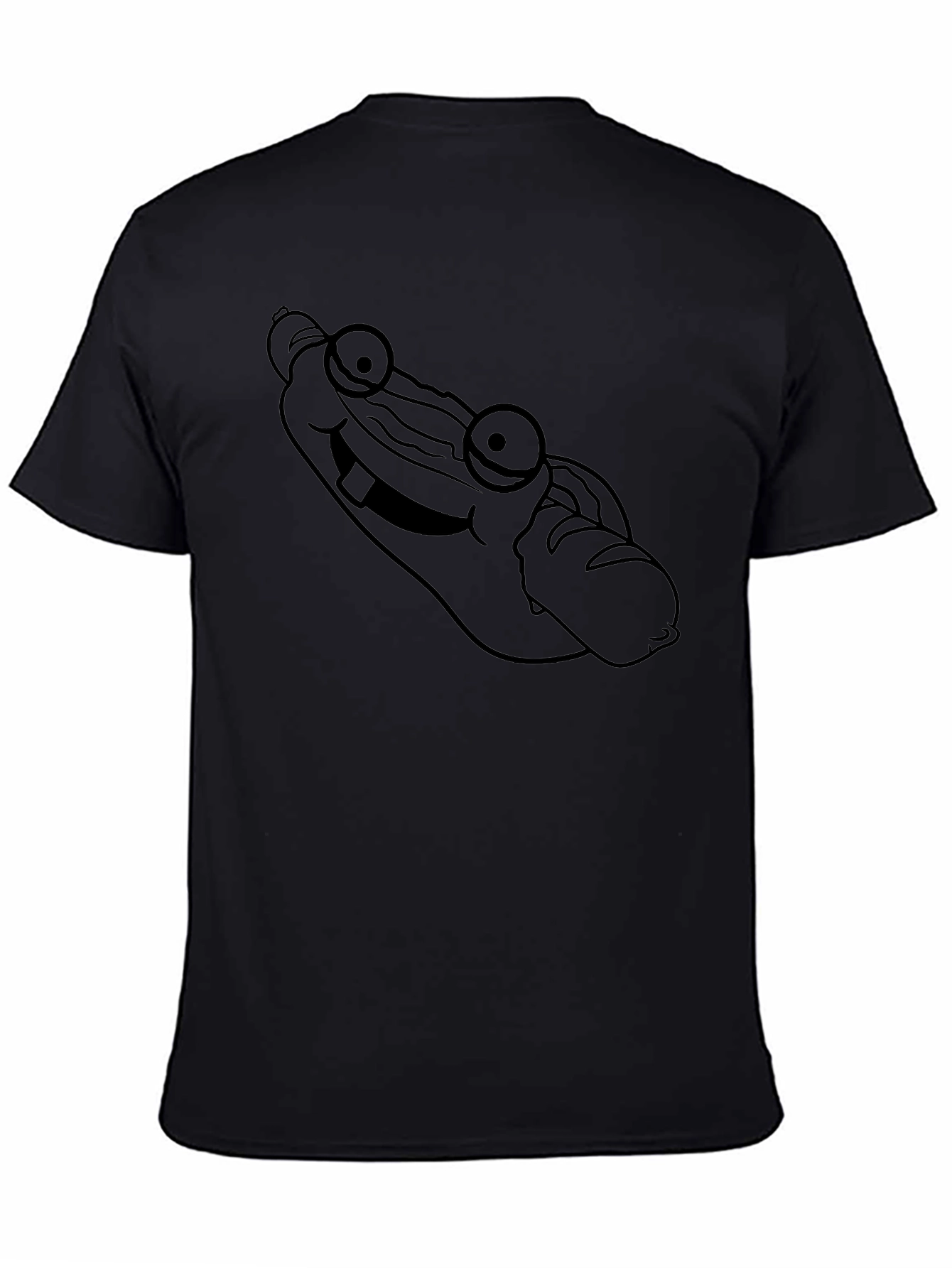 Funny Hot Dog Cartoon Graphic Print Black T-Shirt