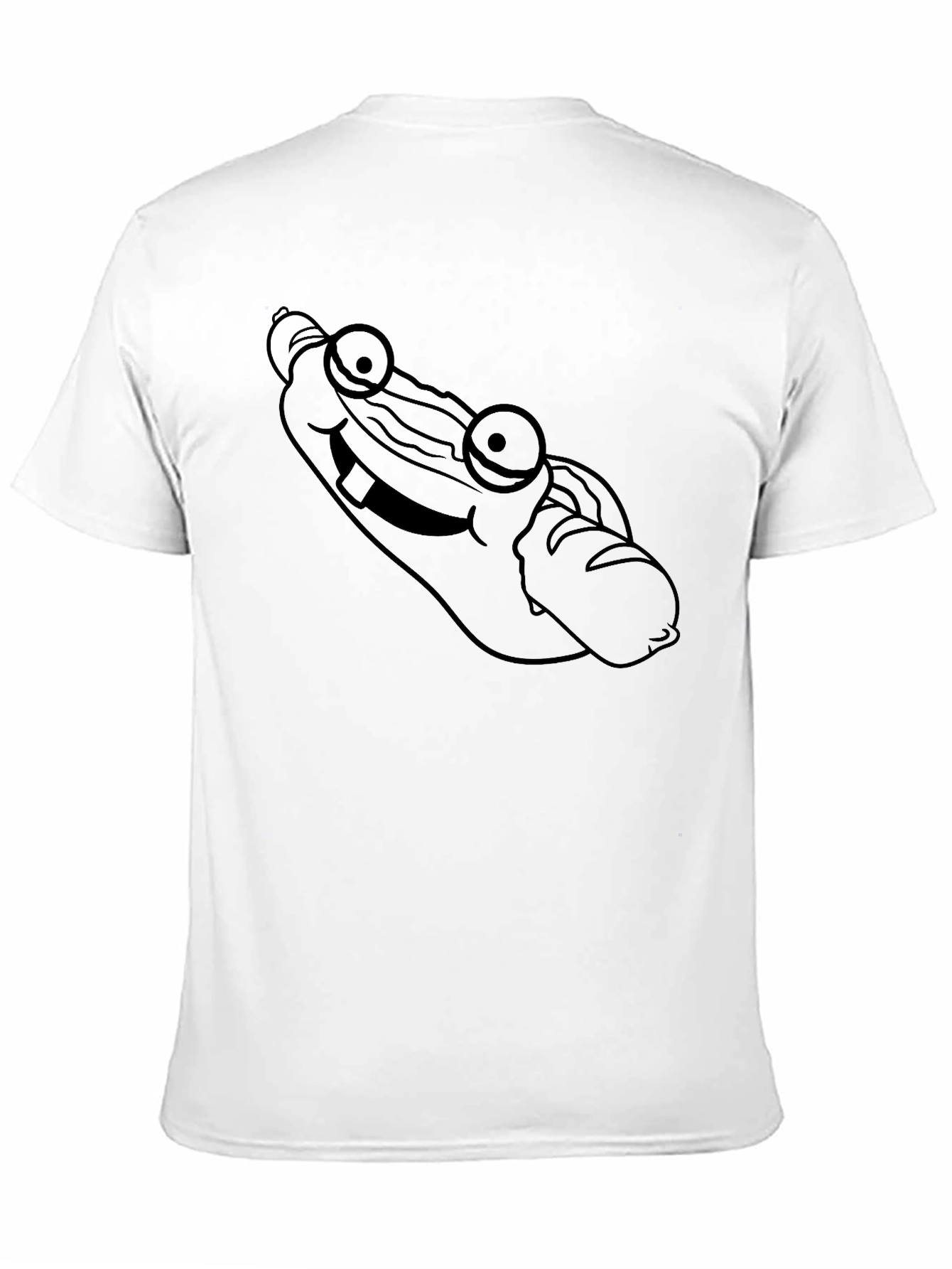 Funny Hot Dog Cartoon Graphic Print Black T-Shirt