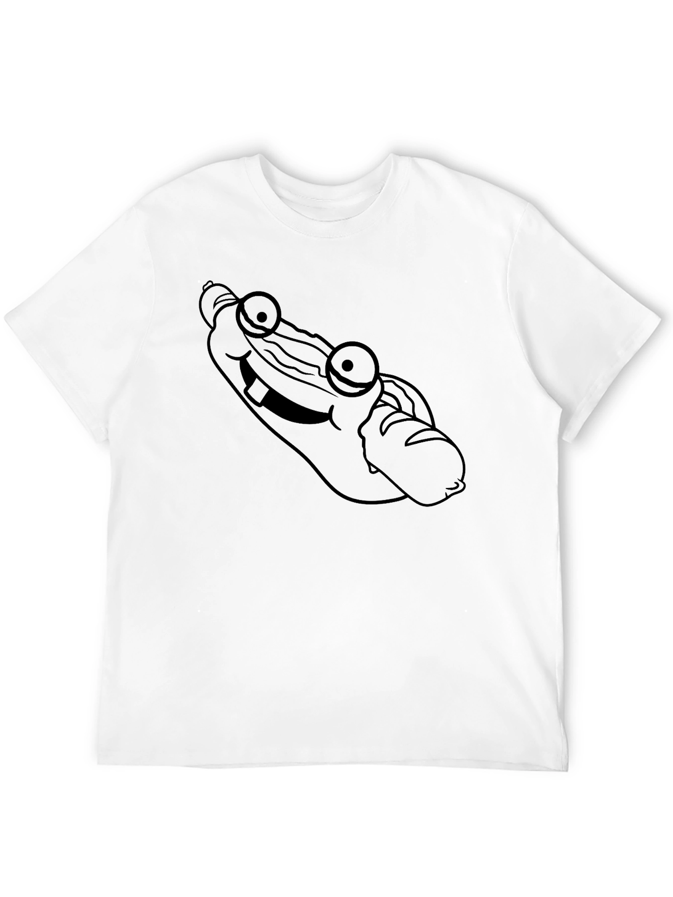 Funny Hot Dog Cartoon Graphic Print Black T-Shirt
