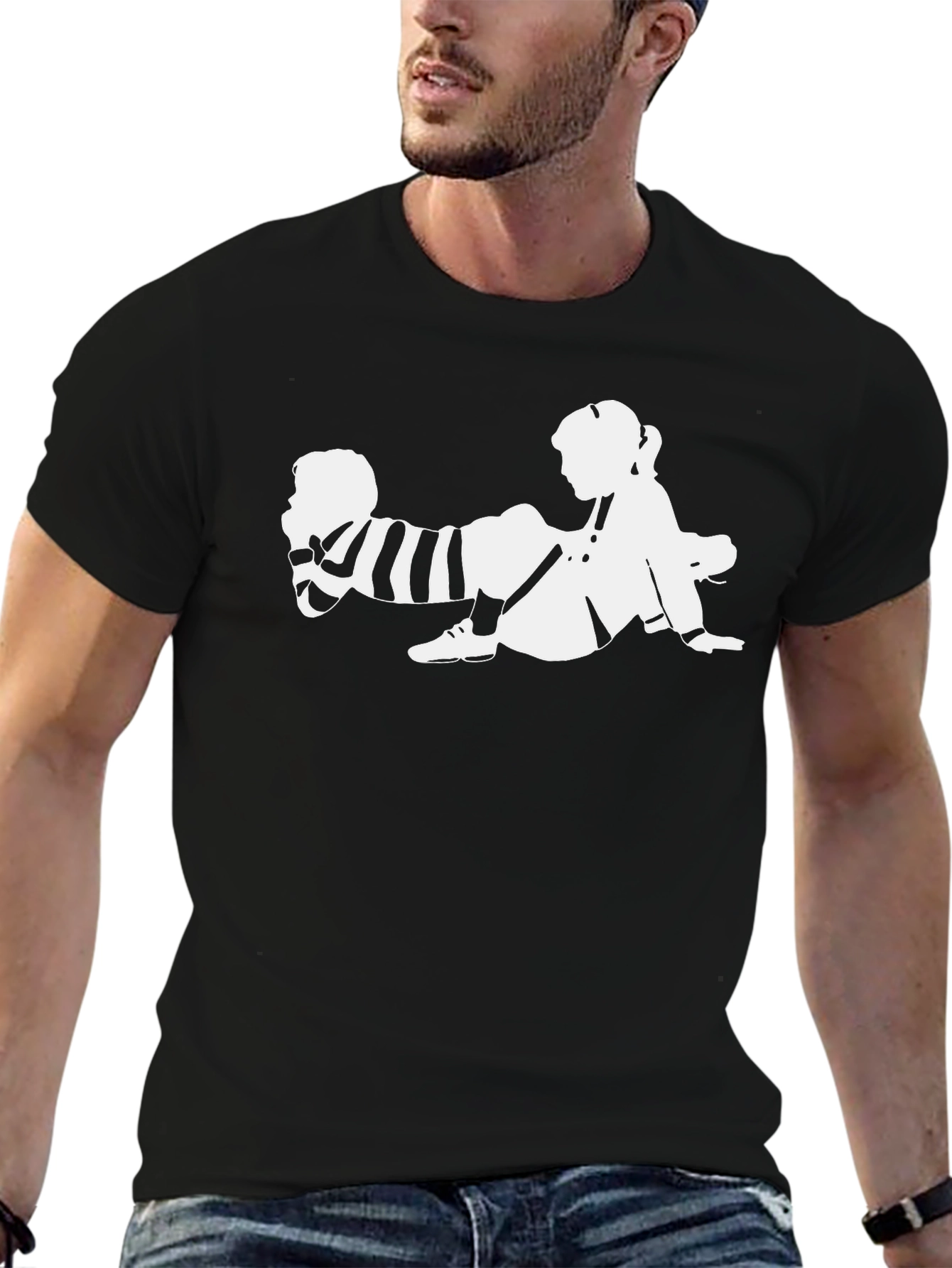 Black T-Shirt with Unique Graphic Design