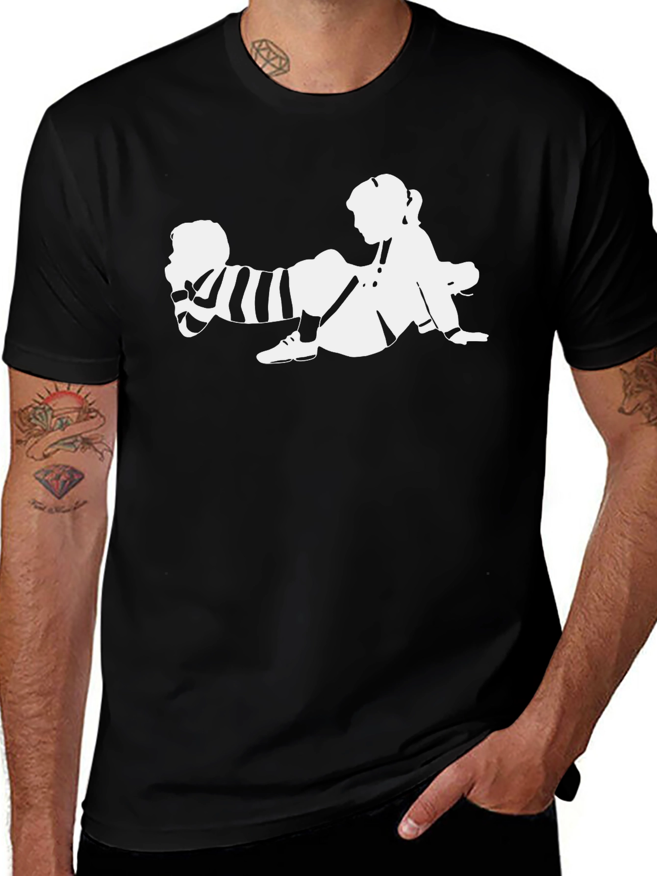 Black T-Shirt with Unique Graphic Design