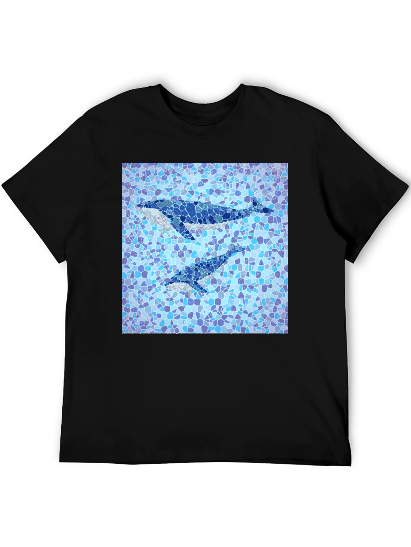 Whale Mosaic Graphic Tee - Stylish Mens Black T-Shirt