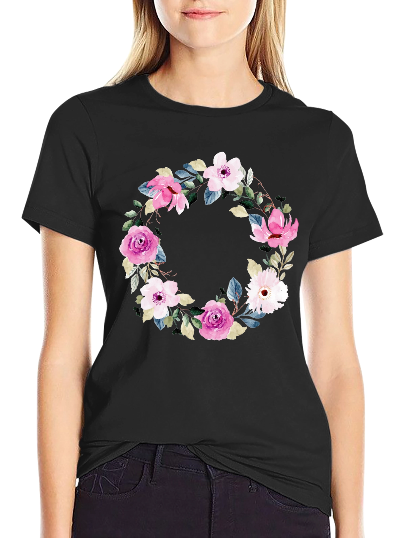 Floral Wreath T-Shirt - Stylish & Comfortable