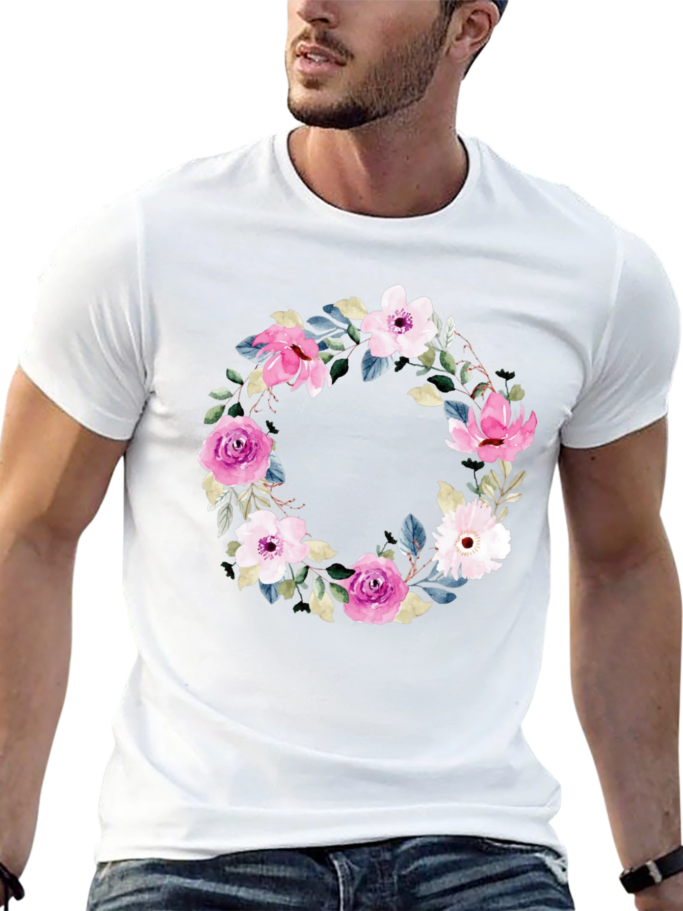 Floral Wreath T-Shirt - Stylish & Comfortable
