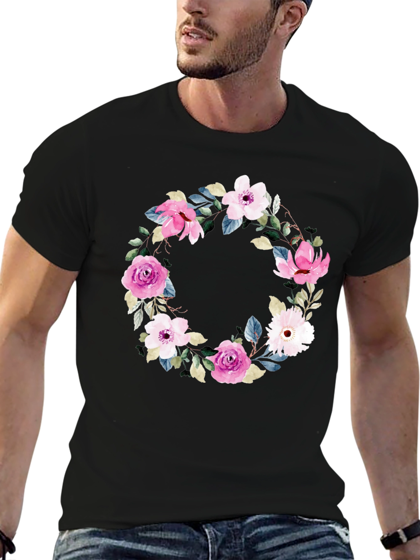Floral Wreath T-Shirt - Stylish & Comfortable