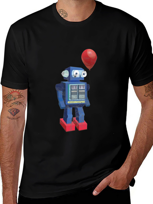 Robot & Balloon Graphic T-Shirt - Unique Design