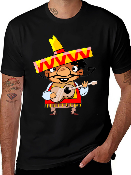 Mariachi Cartoon Graphic Tee - Black
