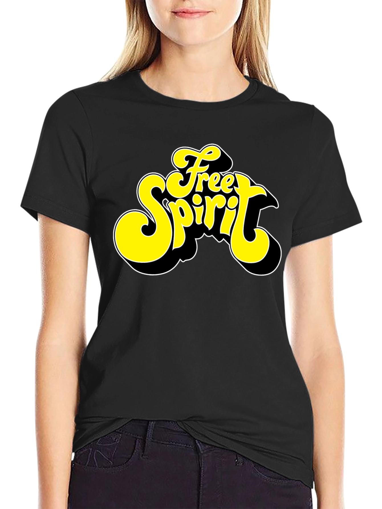Free Spirit Graphic Black T-Shirt - Retro Style