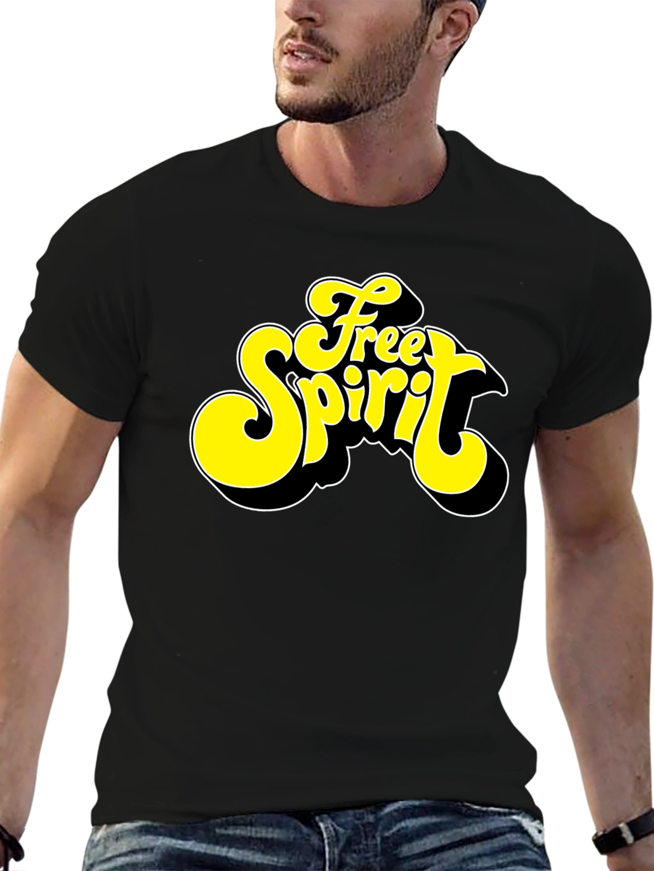 Free Spirit Graphic Black T-Shirt - Retro Style