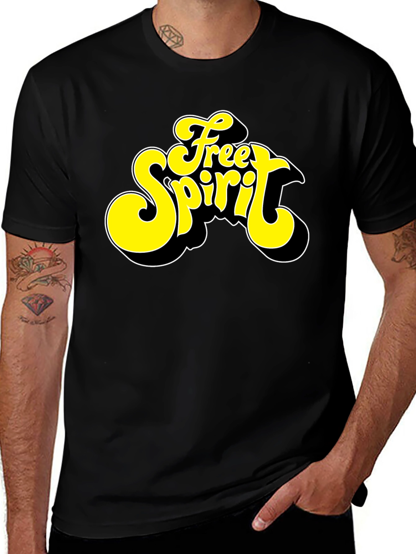 Free Spirit Graphic Black T-Shirt - Retro Style