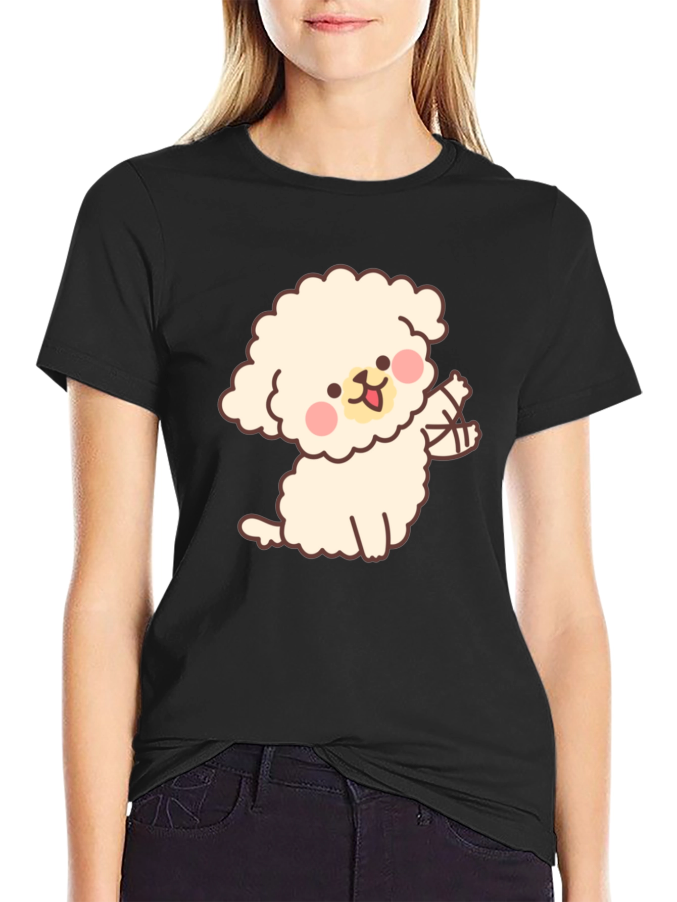 Cute Puppy Graphic T-Shirt - Soft Style Black Tee