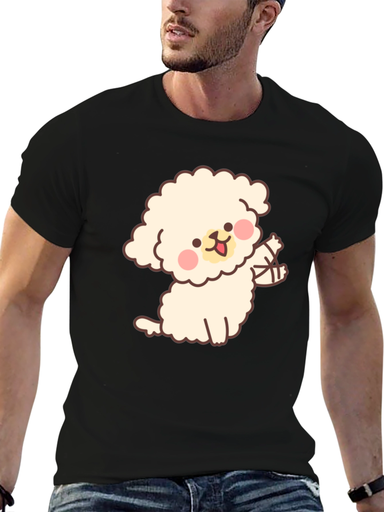 Cute Puppy Graphic T-Shirt - Soft Style Black Tee