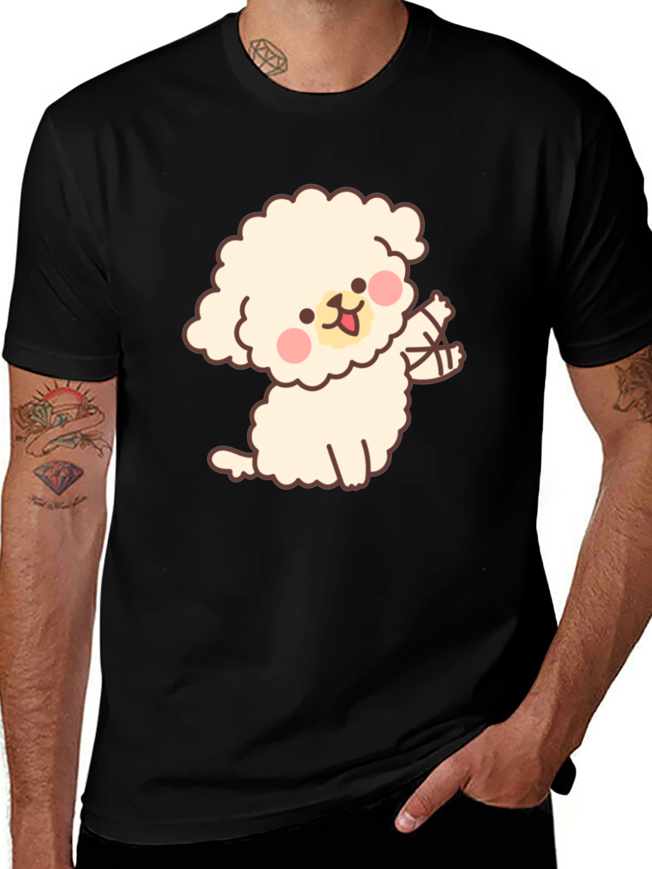Cute Puppy Graphic T-Shirt - Soft Style Black Tee