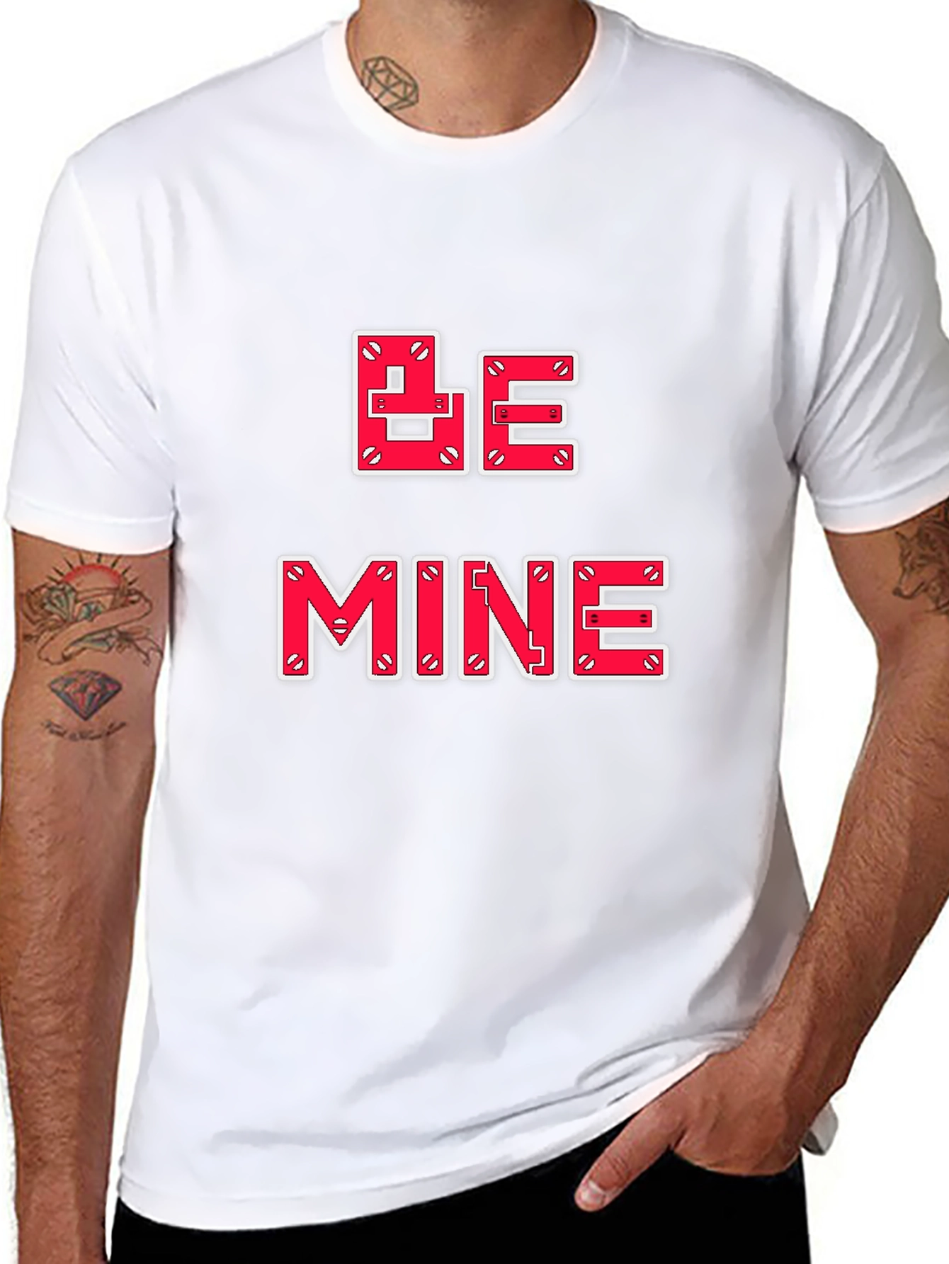 Be Mine Valentines Day Graphic Tee - Black