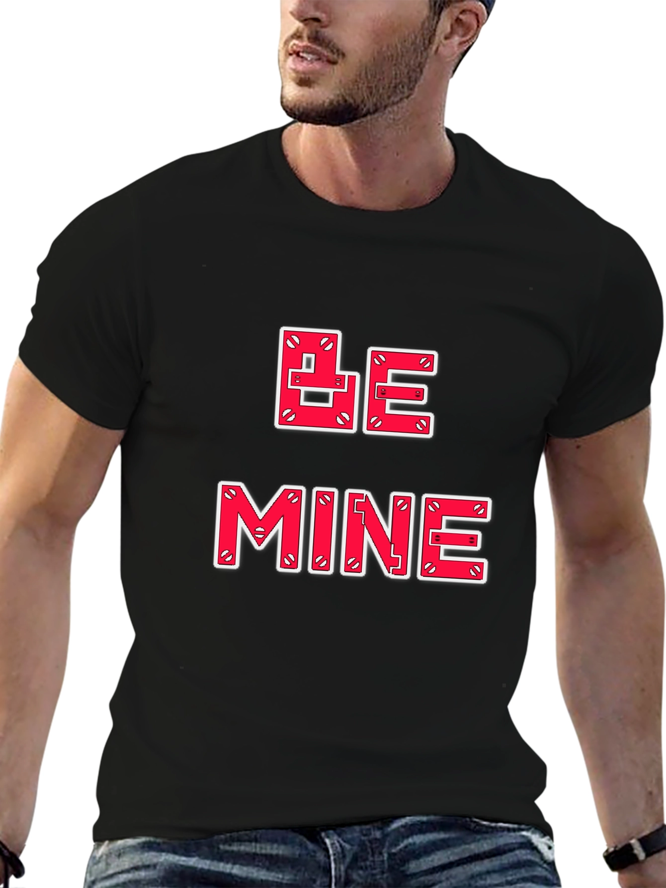 Be Mine Valentines Day Graphic Tee - Black