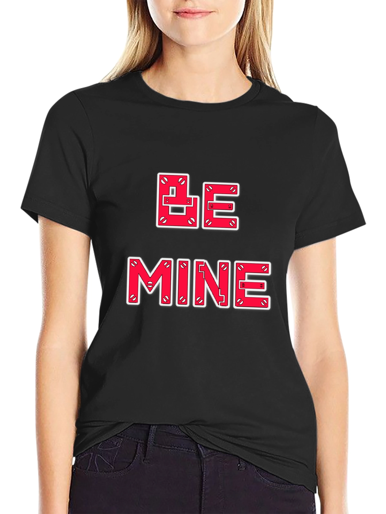 Be Mine Valentines Day Graphic Tee - Black